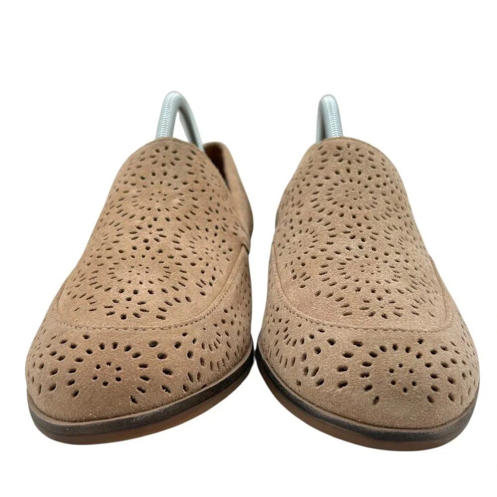 Clarks Women's Sand Trish Calla Perforated Suede Loafers Shoes Size 10 M